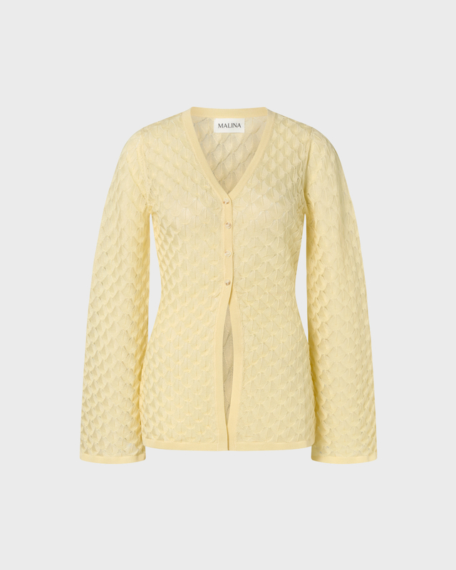 Malina Cardigan Ayla Pointelle Knitted Light Yellow XXS