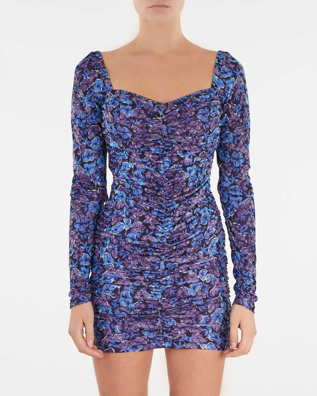 ROTATE Birger Christensen Dress  Printed Mesh Blå/lila 42