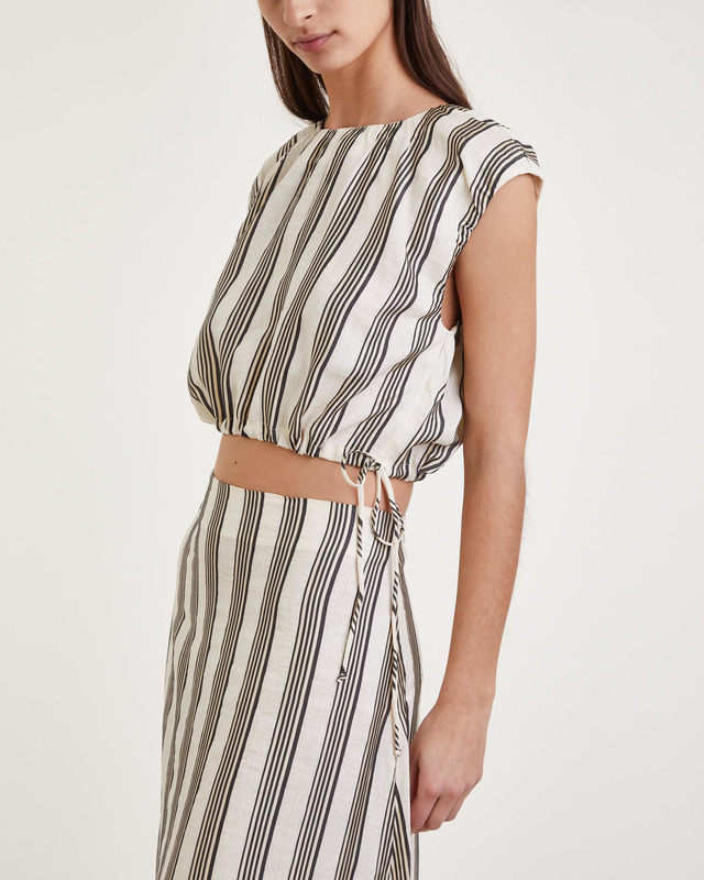 Dagmar Top Cropped Striped  Vit/svart 36