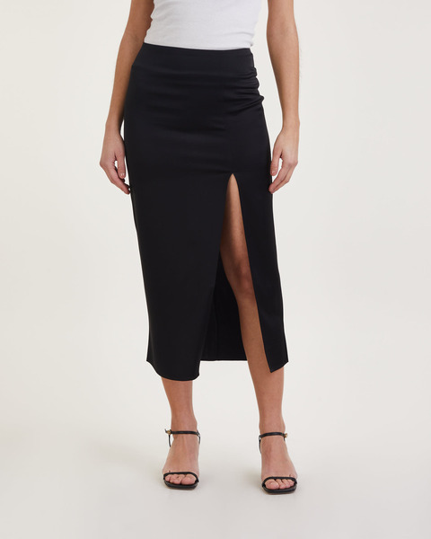 Skirt Satin Pencil Black 1