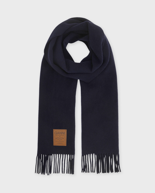 Ganni Scarf Double Face Wool  Sky captain ONESIZE