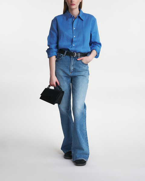 Shirt Wide Cropped Chambray Blå 1