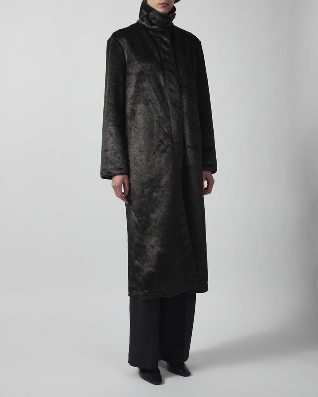 Malina Frakke Phoebe Faux Pony Hair Long Black 36