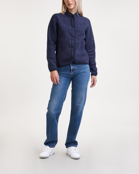 Cardigan W Fleece Snap Blå 2