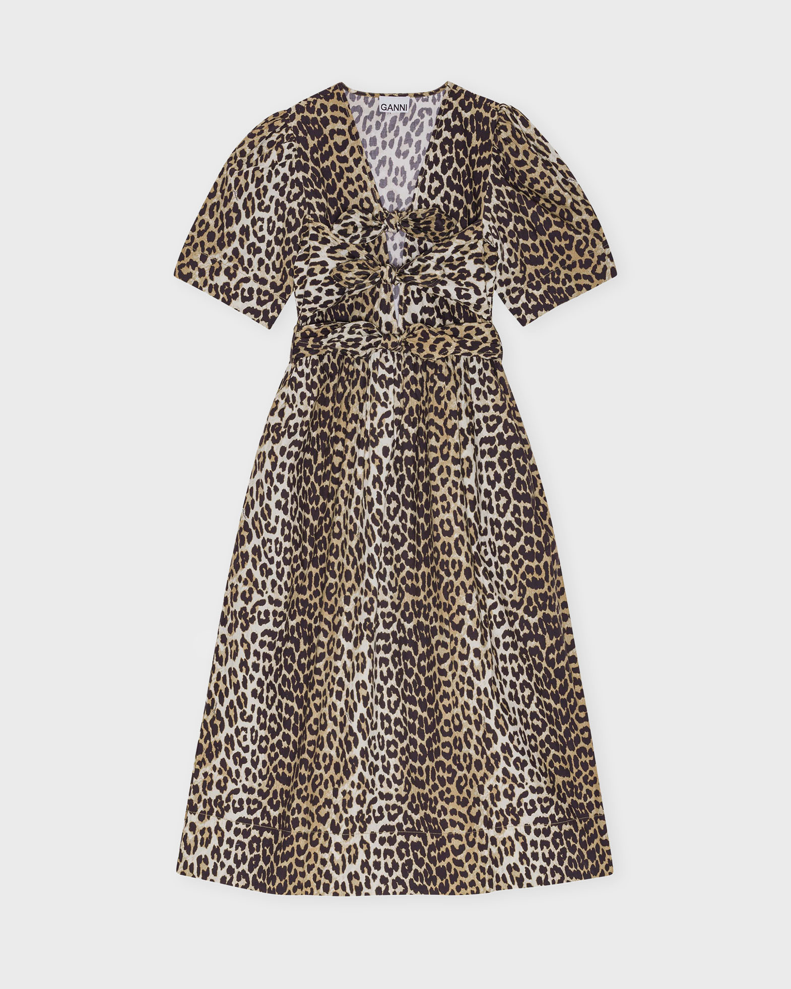 Ganni Women's Mixed Dress In Leopard Cotton - Organic Size 38 - Image 4