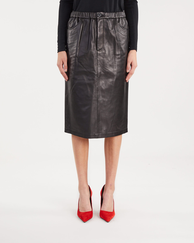 Teurn Studios Skirt Leather Pencil Black 36