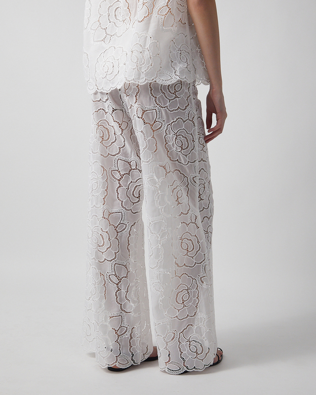 Malina Trousers Stacey Wide Lace White 42