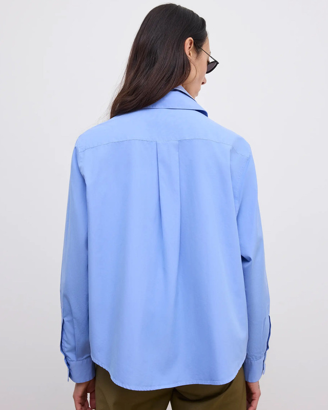 Dagmar Skjorte Cropped Asymmetric Collar Mid Blue 40