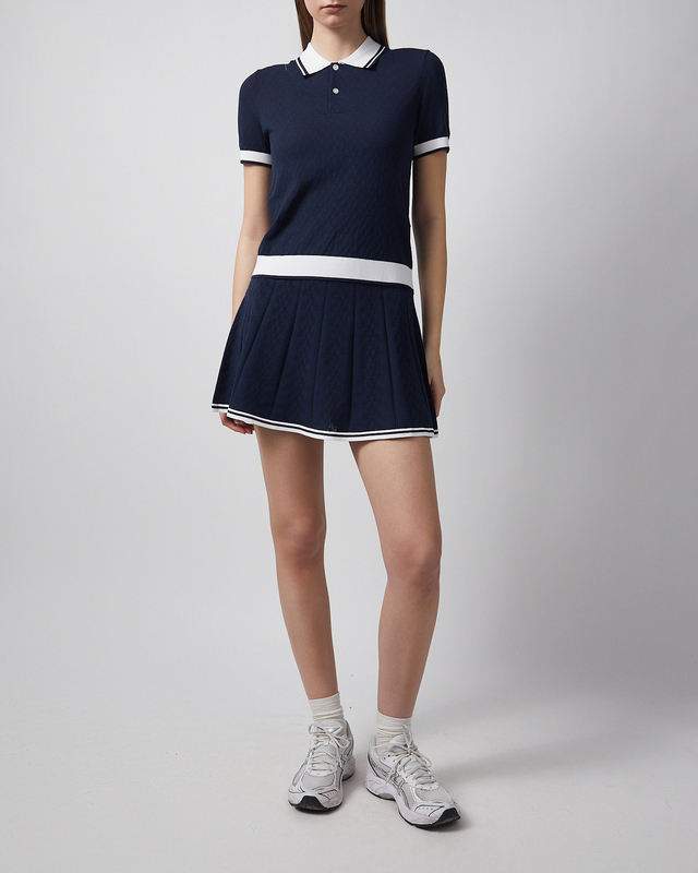 J Lindeberg Top Polo Polly Pointelle Navy S