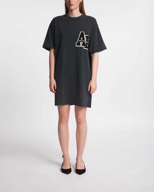 Anine Bing Dress Beth Mini Letterman  Washed black M