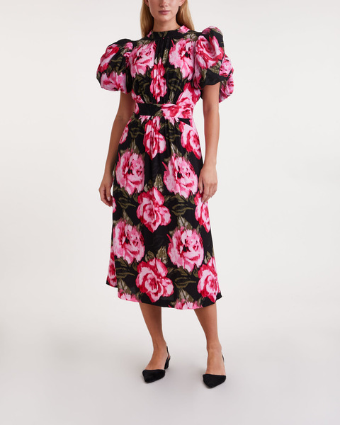 Dress Jacquard Bell Maxi  Svart/rosa  1
