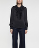 Ulla Johnson Blus Rouen Silk Ruffle Front Long Sleeve  Noir US 4 ( EUR 36)