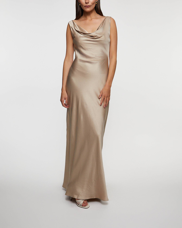 Malina Dress Leah Maxi Satin Beige M