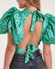 ROTATE Birger Christensen Topp Puff Sleeve Grön 36