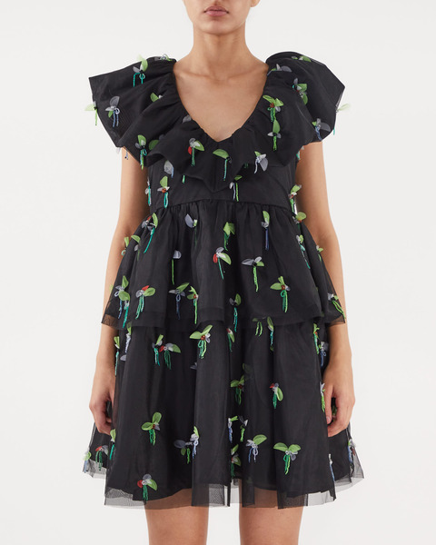 Embellised Mesh Mini Dress Svart 1