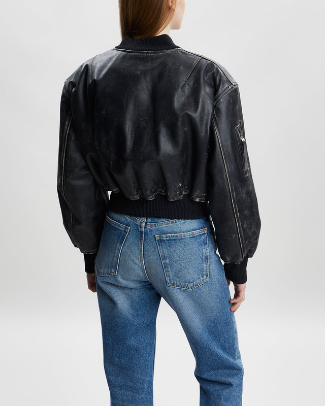 Acne Studios Leather Bomber Jacket Black 40