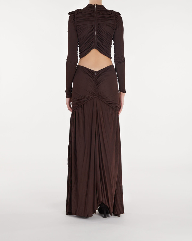 Proenza Schouler Klänning Viscose Jersey Cinched Cut Out Dress Mörkbrun US 12 (EUR 44)