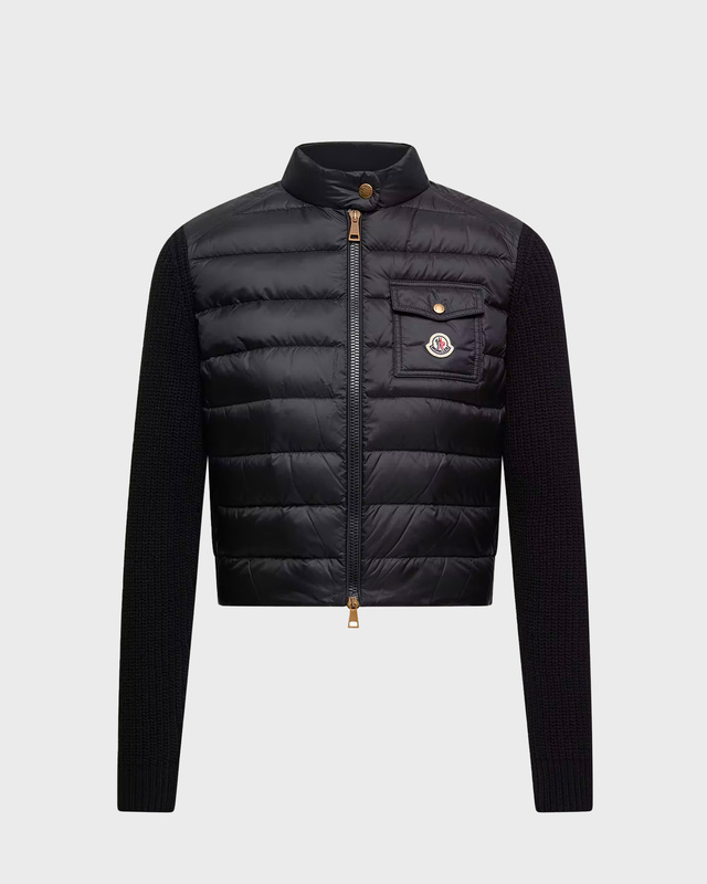 Moncler Jacket Padded Wool Zip-Up Cardigan Black M