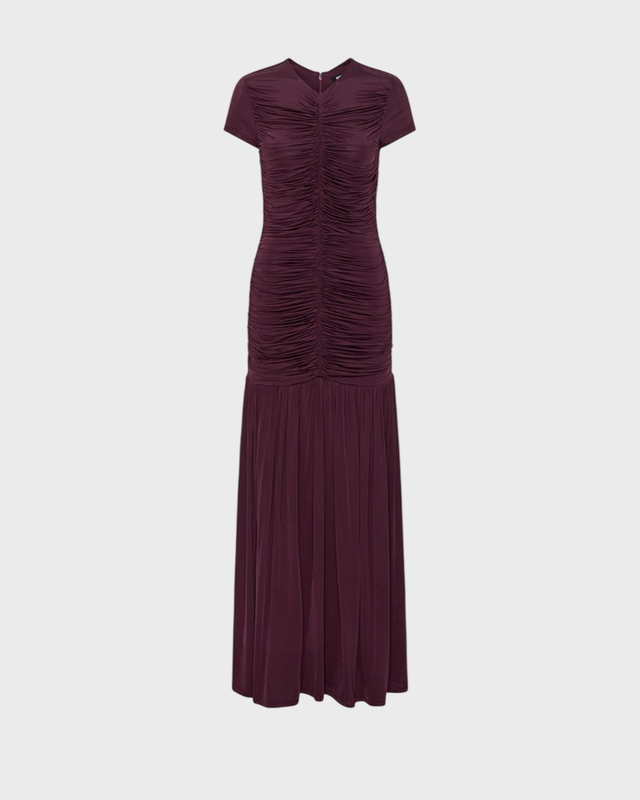ROTATE  Dress Gathered Maxi Burgundy 40