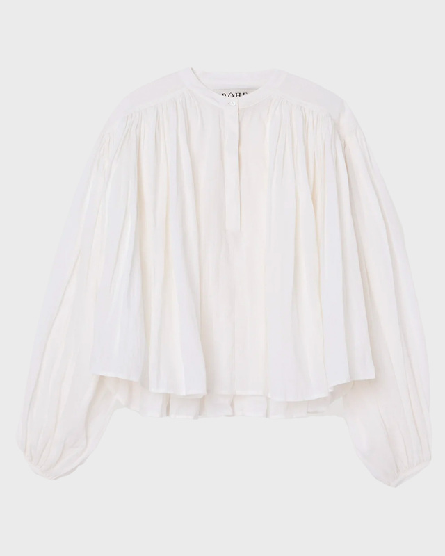 RÓHE Topp Pleated Ramie White 34