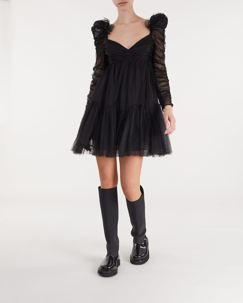Tulle Ruched Mini Dress Black 2