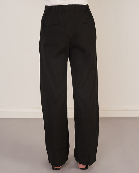 Trousers Pleat Front Pull On Svart 2
