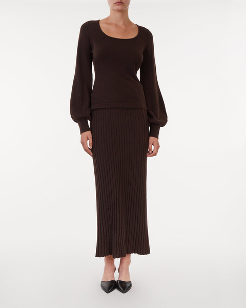 Skirt Ribbed Wool Brown 2