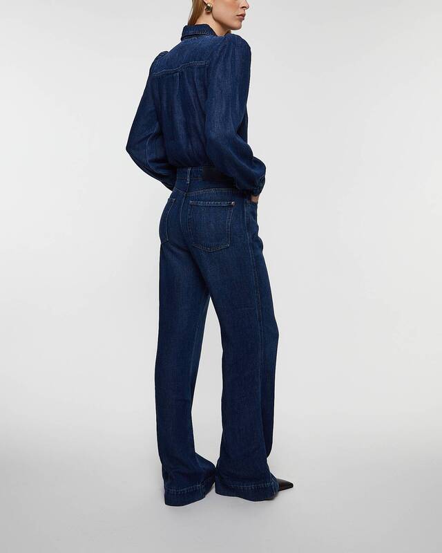 7 For All Mankind Jumpsuit Tailored Go Getter Mid Blue Denim XS