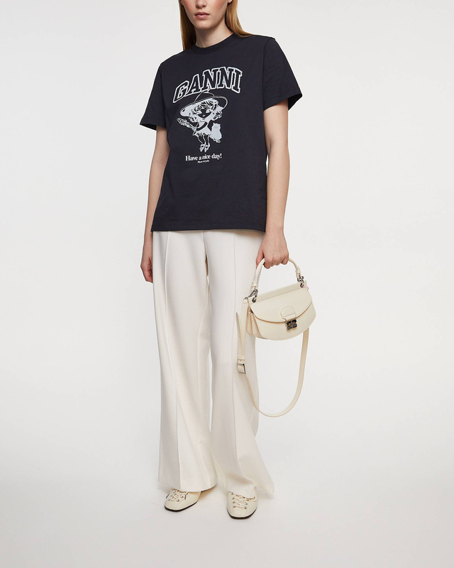 Ganni T-Shirt Basic Cotton Witch Relaxed Phantom  XL