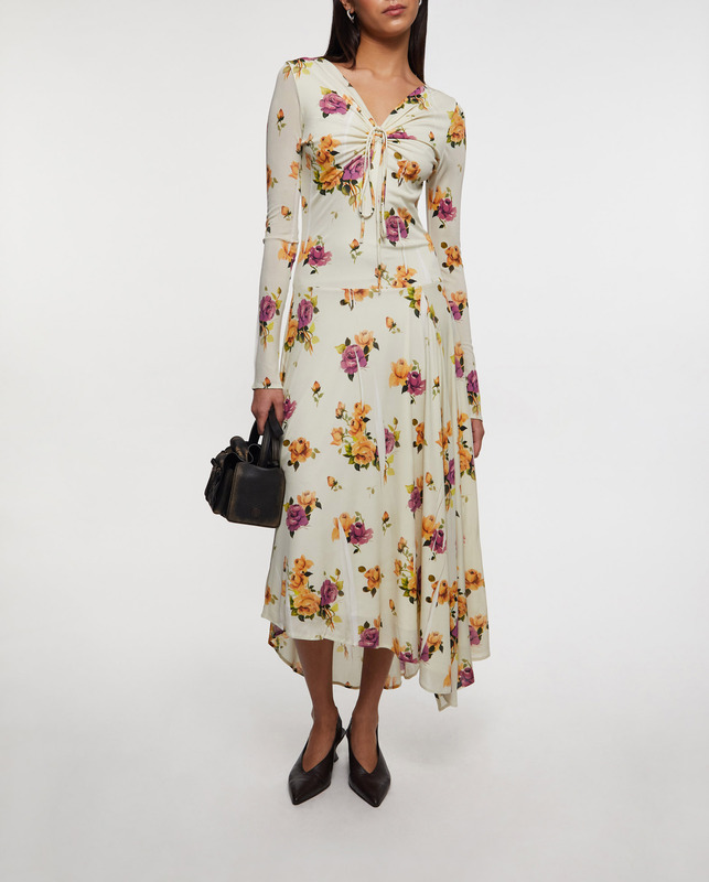Acne Studios Klänning Asymmetrical Midi Print  Rosa/lila L