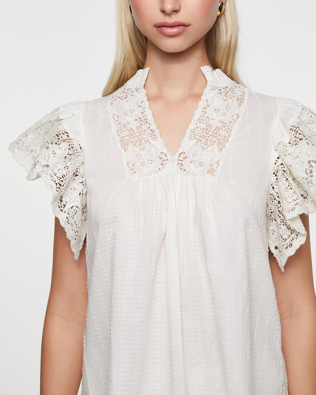 Ulla Johnson Top Jolie Flutter Sleeve Beige US 6 (EUR 38)
