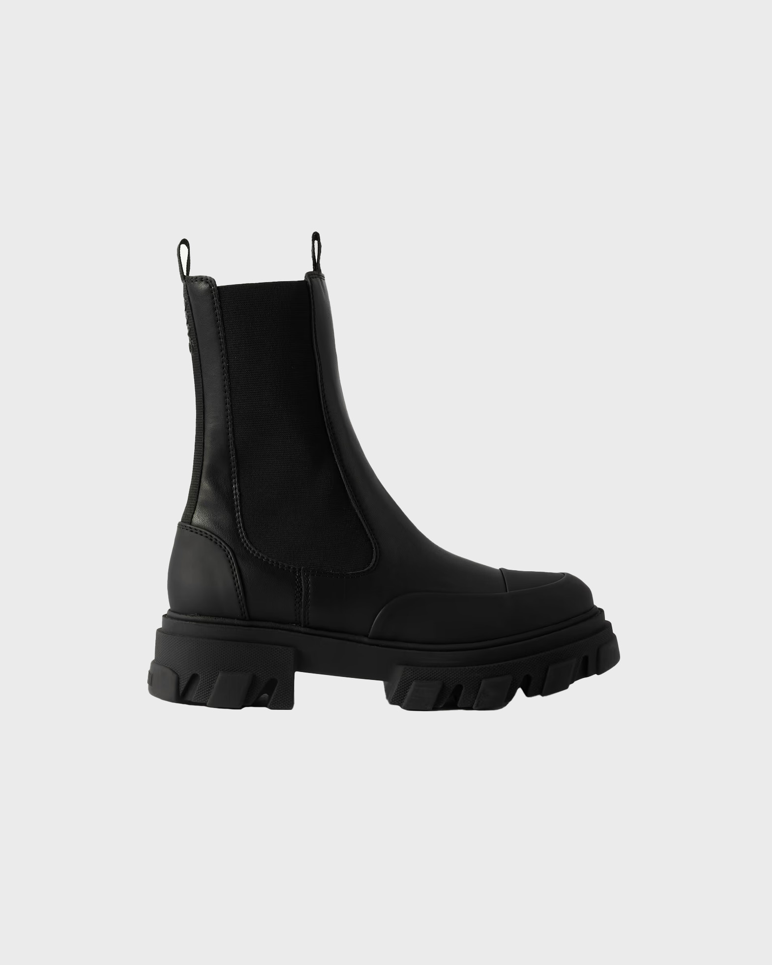 Ganni Boots Cleated Mid Chelsea Black Stitch Svart In Black