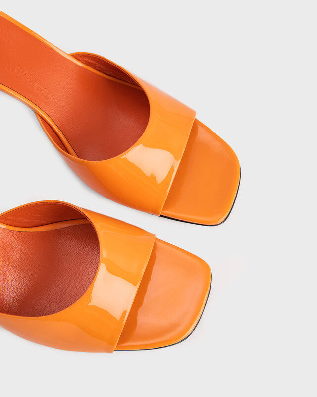By Far Mules Romy Orange Patent Leather Orange EUR 37
