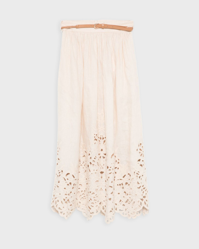Zimmermann Skirt Wylie Embroidered Midi  Creme 1 (S-M)