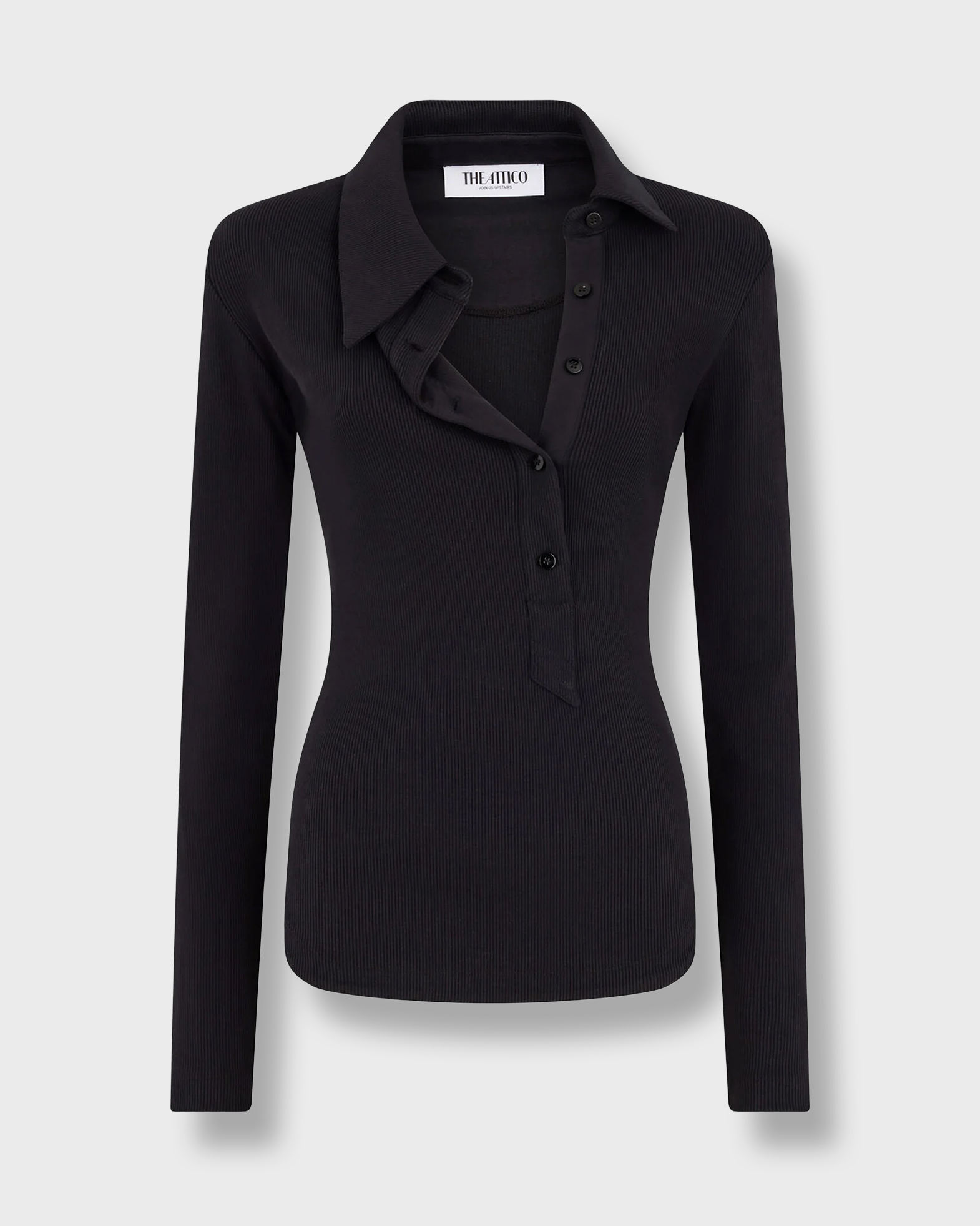 The Attico Women's Black Top Ribbed-Knit Cotton It 42 (Eur 38)