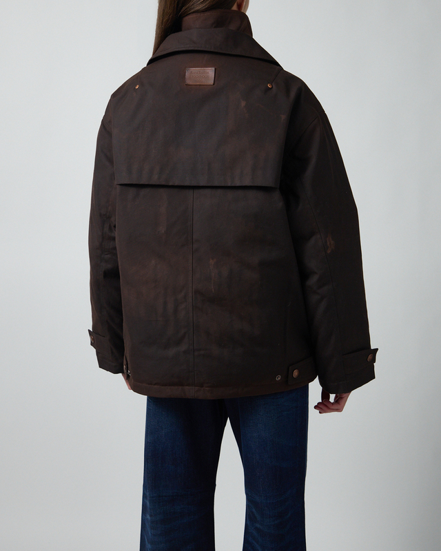 Acne Studios Jacket Waxed Canvas Blouson Dark Brown 40