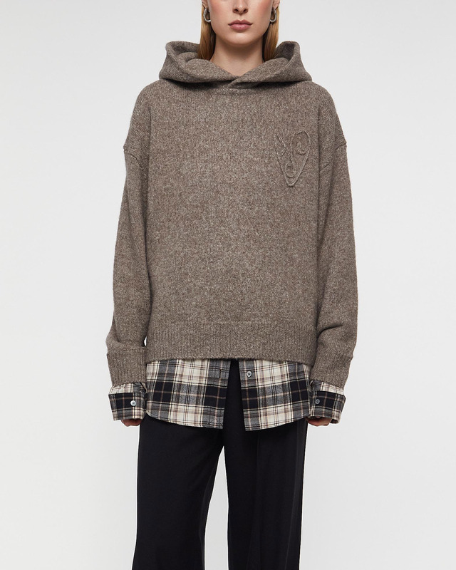 Acne Studios Layered Wool Hoodie Beige XS
