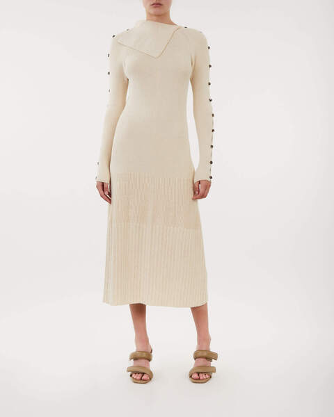 Cotton Rib Knit Dress Ecru 1