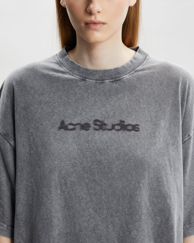 Acne Studios T-Shirt Relaxed Faded Logo Grå S