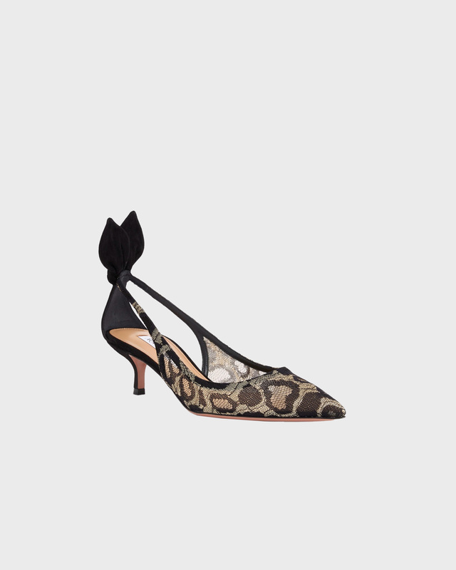 Aquazzura Klackskor Bow Lace Pump 50 Guld/svart EUR 39