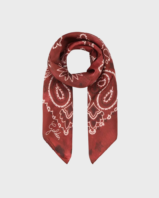 Golden Goose Deluxe Brand Sjal Foulard Paisley Print Silk Dark Red ONESIZE