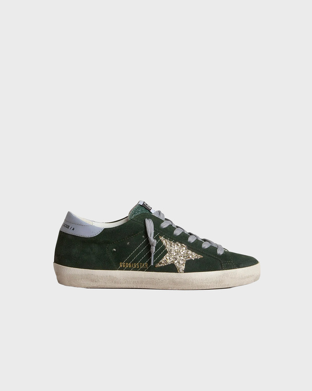 Golden Goose Deluxe Brand Sneakers Super Star Suede Glitter Star Leather Dark Green EUR 38