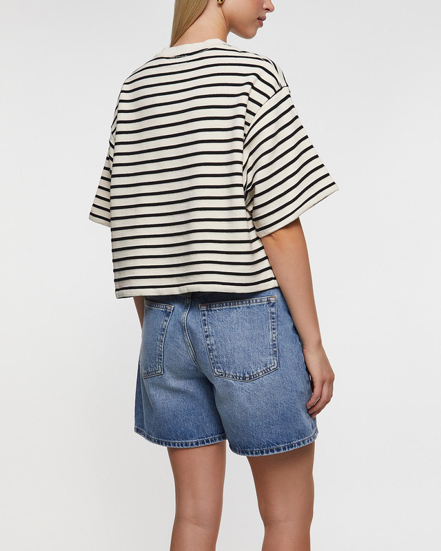 ANINE BING T-Shirt Myers Cropped Tee Vit/svart L