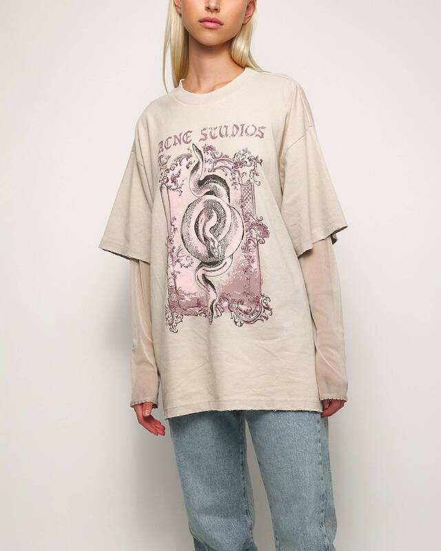 Acne Studios T-Shirt Layered Print Mesh Grey XS