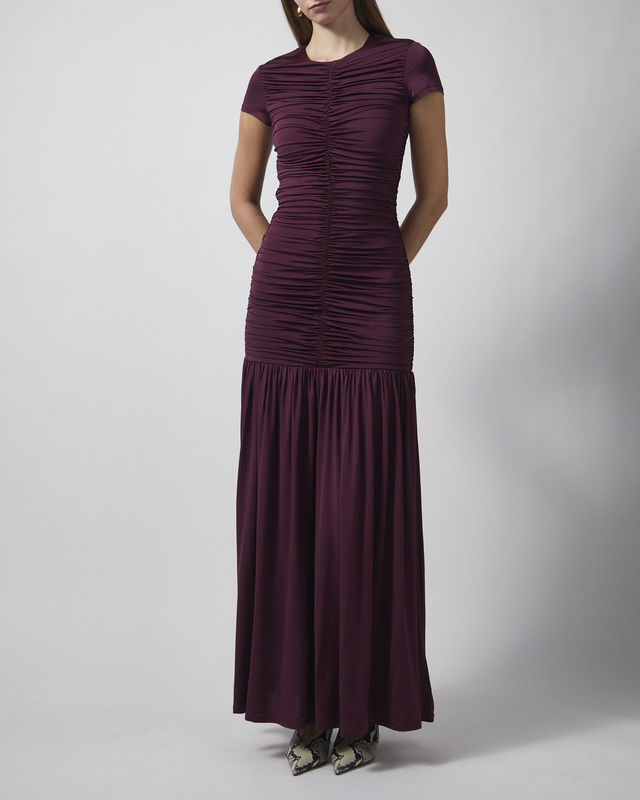 ROTATE  Kjole Gathered Maxi Burgundy 40