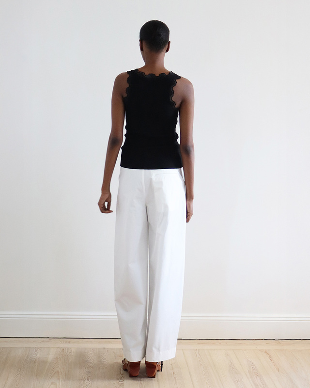 Leoní Top Älma Lace-Trimmed Ribbed Silk Black 40