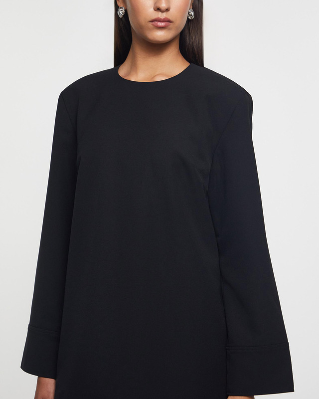 Ganni Dress Light Twill Suiting Collar Mini Black 40