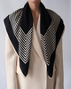 Le Scarf Scarf Wool Striped Svart/creme ONESIZE