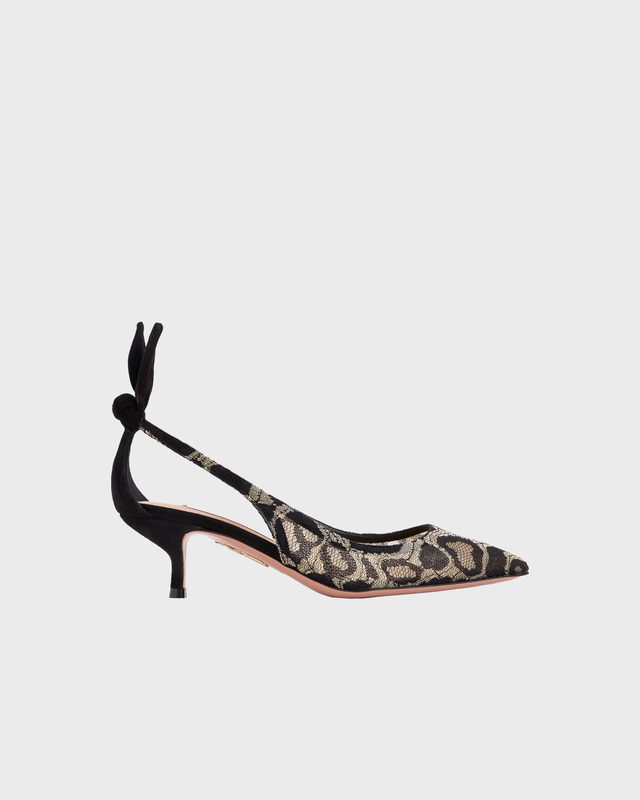 Aquazzura Klackskor Bow Lace Pump 50 Guld/svart EUR 39