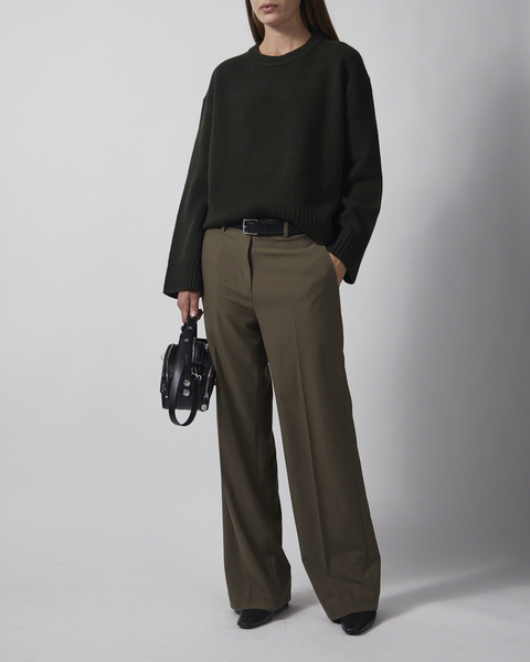Striktrøje Cashmere Wool R-neck Dark Green 2